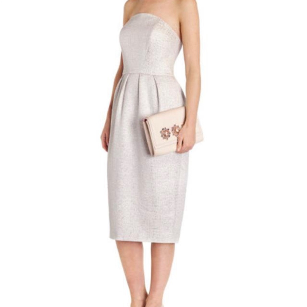 TED BAKER Filippa strapless metallic dress in nude pink